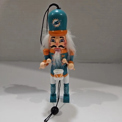 FOCO NFL Miami Dolphins 6-inch Pull String Wooden Nutcracker Ornament - Image 1 of 4