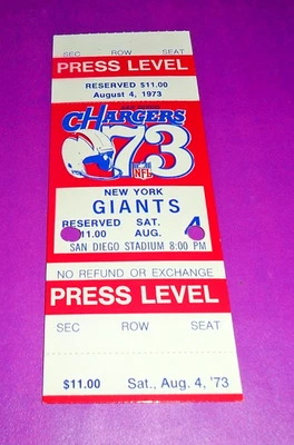 🏈🏉 1973 FOOTBALL TICKET New York @ San Diego Charger Dan Fouts NFL DEBUT QB 🏈 - Image 1 of 2
