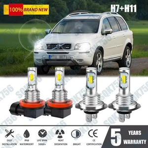 4x For Volvo XC90 2003-2014 H7 & H11 Headlight LED Combo 6000K Bulb Kit WHI - Picture 1 of 19