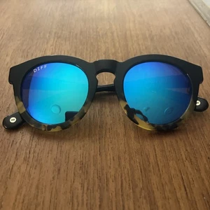 Diff Wild + Free Black/Brown Sunglasses Blue Mirrored Tortoise Frames - Picture 1 of 7