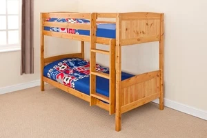 Wooden Bunk Bed Kids Childrens Single PINE,WHITE or GREY 2ft6 Shorty 3ft Single - Picture 1 of 13