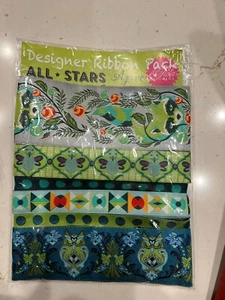 Tula Pink Designer Ribbon Pack All Stars, Agave, 6 Yds. New - Picture 1 of 1