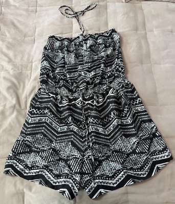 Mameluco halter sedoso negro blanco de poliéster Mlle Gabrielle para mujer talla 3X Foto 1 de 4