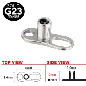 14G G23 Titanium 2 Holes Dermal Anchor Base - Picture 1 of 8