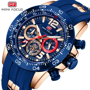 MINI FOCUS Mens Quartz Watch Sport Luminous Chronograph Silicone Band Wristwatch - Picture 1 of 18