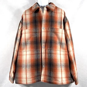 Chaqueta Levi’s Para Hombre XL Naranja Portola Tareas Abrigo Mezcla de Lana Franela a Cuadros A Presión - Imagen 1 de 12