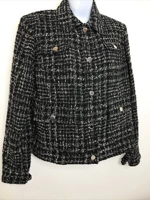 Chaqueta Blazer Jones New York Signature 5 Botones Tejida Negra Talla Mediana Nueva Foto 1 de 4