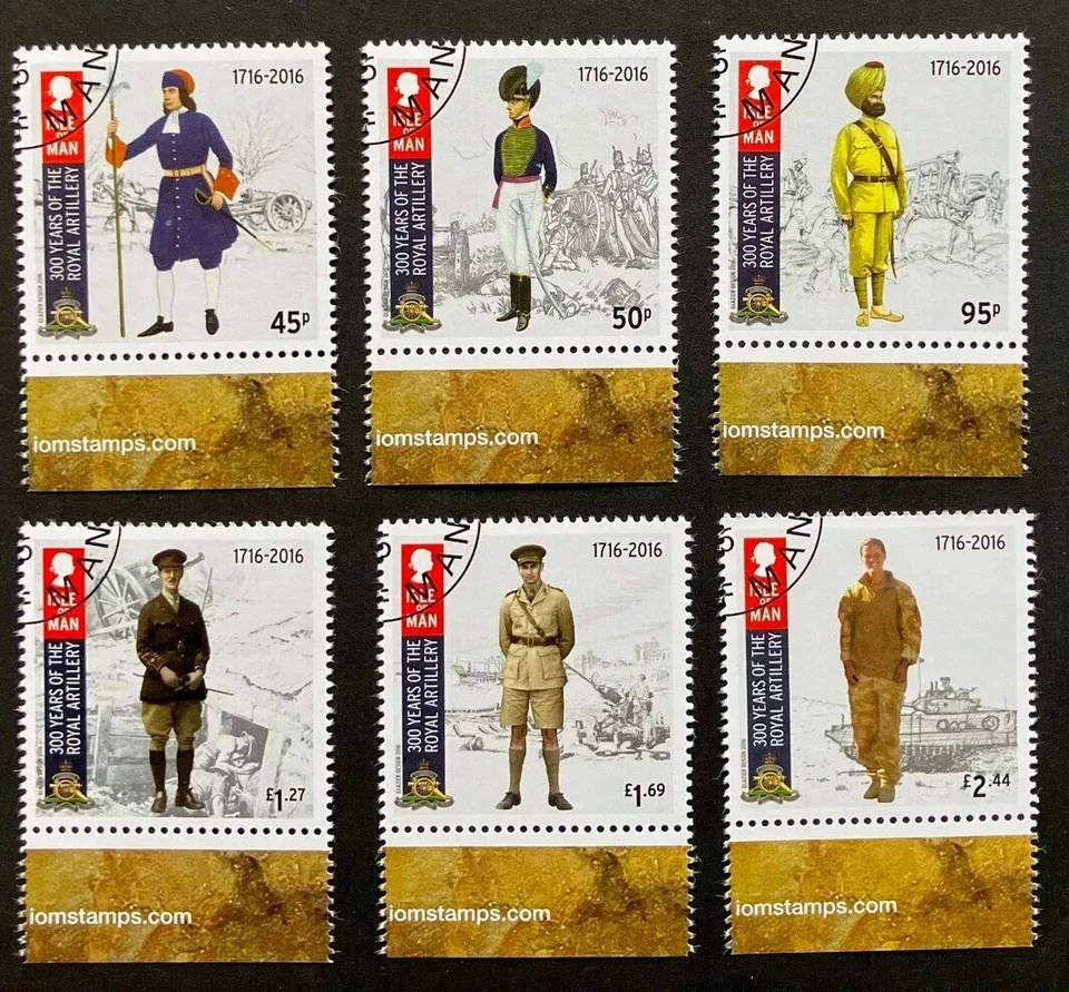 ISLE OF MAN USED CTO STAMP SET 2016 300 YEARS OF ROYAL ARTILLARY SET OF6 AS SCAN - Image 1 of 1