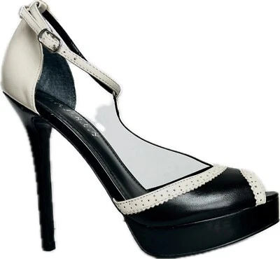 Ralph Lauren Hills For Women 5” Heel Sz 5.5 Peep Toe Black & White NWOT - Image 1 of 4