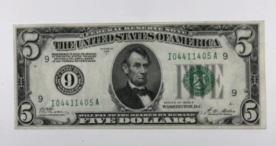 1928-A $5 Federal Res. Note. Minneapolis. Scarce. Attractive. - Image 1 of 3