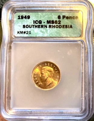 1949 South Africa 6 Pence, ICG MS 62, Better Date - Image 1 of 2