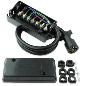 Leisure RV 7 Way Plug Inline Pre-Wired Trailer Cord Junction Box 6 Foot Cable PF - Picture 1 of 2