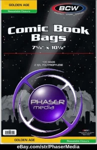 BCW Golden Comic Bags Resealable & BCW Boards (12 BAGS & 12 BOARDS COMBO) - Bild 1 von 3