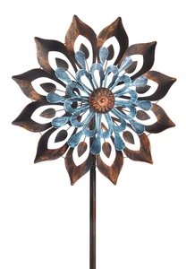 Windrad Windspiel Gartenstecker Gartendekoration Dekostecker FLORA - aus Metall - Bild 1 von 9