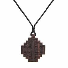 81stgeneration Traverser collier pendentif croix en bois de Jerusalem croise