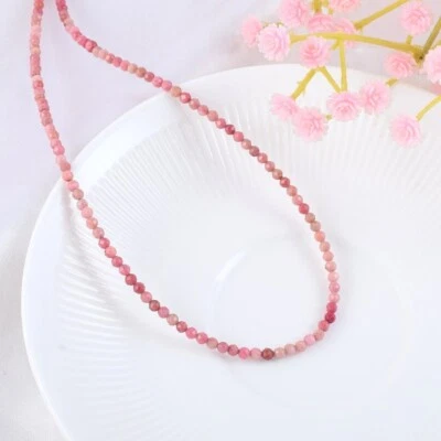 Collar de regalo de piedras preciosas curativas redondas facetadas ópalo rosa natural de 2-3 mm con cuentas de 18" Foto 1 de 4