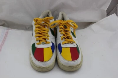 VTG 2005 Nike 306353 001 Air Force 1 White w/ Green Blue Red Yellow Swoosh 11 - Image 1 of 4