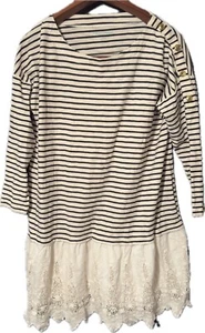 Weiche Umhänge Kleid Spitze unten links Bank Kleid XL Boho Drop Taille gestreift - Bild 1 von 10