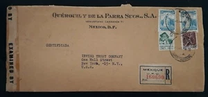 1944 Mexico Registd Censor Cover ties 4 stamps cancelled Mexico City to USA - Picture 1 of 4