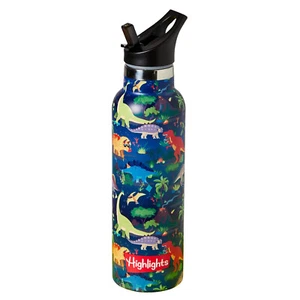 Dinosaurio - Green Highlights Botella de agua aislada 20 OZ acero inoxidable aspiradora - Imagen 1 de 8