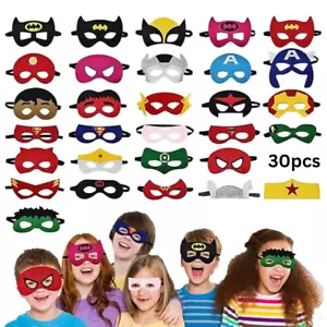 30 Pcs Superhero Masks for Kids Felt Cosplay Masks with Elastic Bands Kids Party - Picture 1 of 7
