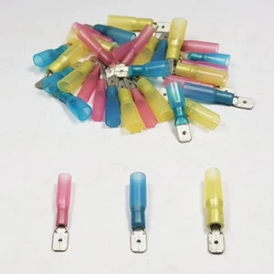 Hitzeschrumpf STECKER SPATEN 6,3 MM LAB Klemmen Schrumpfverbinder rot blau gelb - Bild 1 von 13