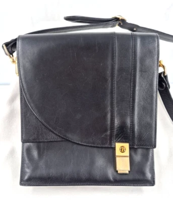 Borsa a tracolla uomo vintage Nazareno Gabrielli in pelle nera - Immagine 1 di 4