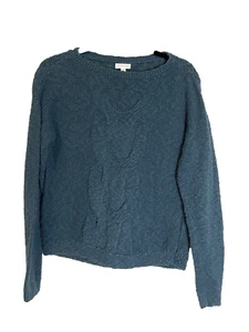 Suéter Pullover Cuello Redondo Nudo Azul Algodón Orgánico Granate Hill Talla XS - Imagen 1 de 8