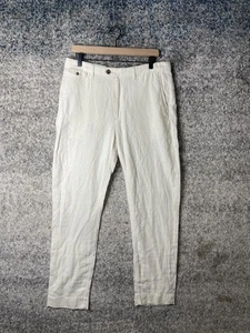 Banana Republic Pants Mens 32x32 White Linen Blend Slim Straight Trouser Chino - Foto 1 di 8