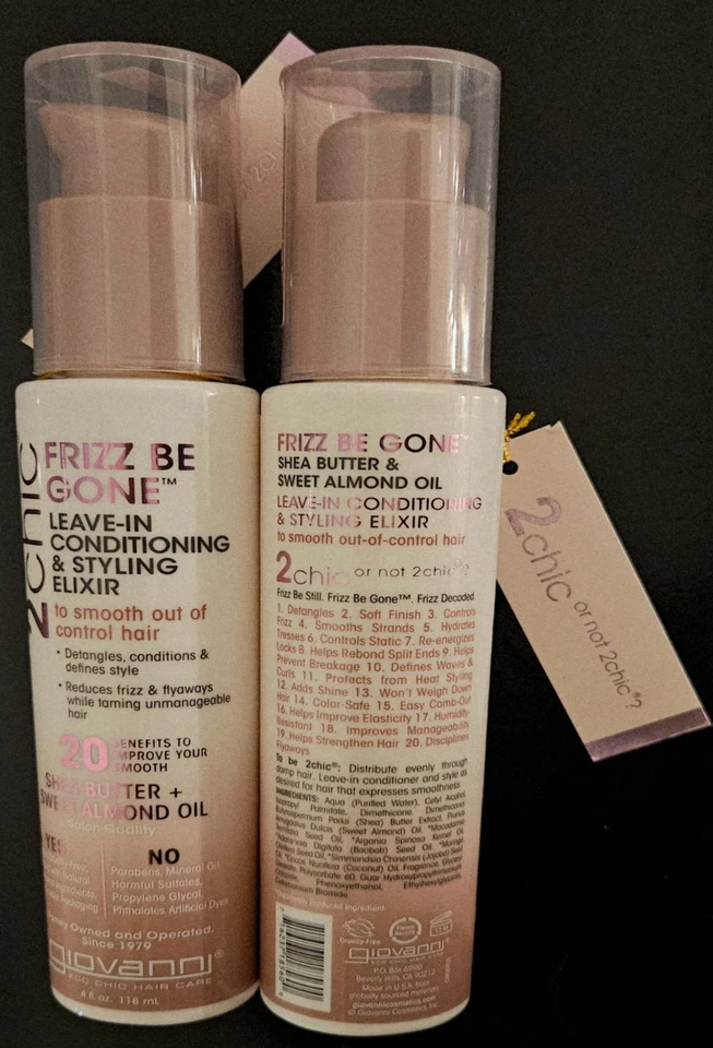 Elixir acondicionador y peinado sin enjuague Giovanni 2chic Frizz Be Gone, 4 fl oz Foto 1 de 4