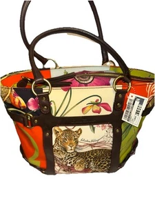 Precioso! Bolso de Mano Salvatore Ferragamo Patrón Animal Nylon Multicolor - Imagen 1 de 10