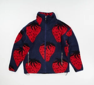 JW ANDERSON Fleece Strawberry Full Zip Jacket Blue Red Designer XS RRP465 - Picture 1 of 10