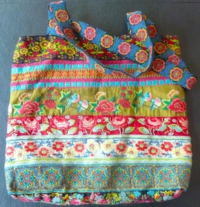Johnny Was Hobo Slouchy Floral & Bird Embroidered Silk Bag W Shoulder Strap - Picture 1 of 21