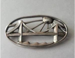 Vintage Hand & Hammer De Matteo Sterling Sun Over Bridge Brooch 12.2g - Picture 1 of 3