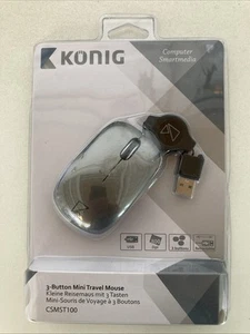 König Optische Reise Maus, USB, 800DPI, Kabel ausziehbar, 3 Tasten, Scrollrad - Bild 1 von 6