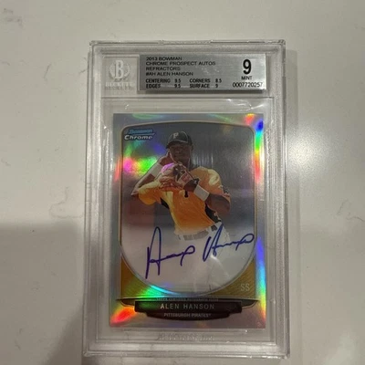 2013 Bowman Chrome Refractor RC Auto Alen Hanson BGS 9 Mint 244/500 - Image 1 of 2