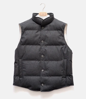 BRUNELLO CUCINELLI 100% Cashmere Down Vest Jacket Dark Grey Men's Size L XL XXL - Image 1 of 4