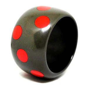 Beautiful Vintage Orange and Dark Gray Bakelite Dot Bangle/Bracelet - Imagen 1 de 7