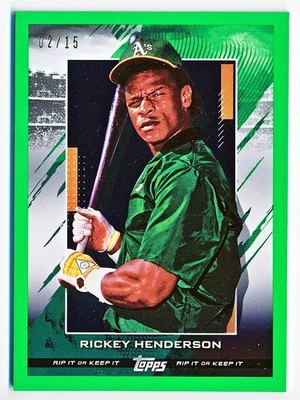 2020 Topps RIP Rickey Henderson Green Unripped Rip Card #86 (xx/15) - QTY AVAIL - Imagem 1 de 2