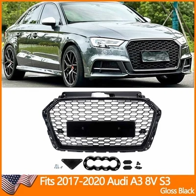 For 2017-2020 Audi A3 8V S3 Honeycomb Black Front Bumper Grille Grill RS3 Style — 第 1/4 张图片