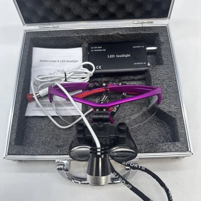 Lupas Dentales 3.5x Lupa Binocular con Faro 5W LED Caja Metal Negra EE. UU. Foto 1 de 4