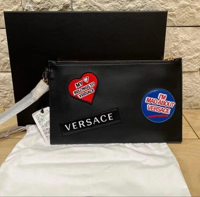 VERSACE Patch Clutch Multicolor Logo Second Bag Unisex 90K yen - Image 1 of 4