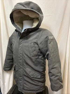 Abercrombie & Fitch Kids Puffer Hooded Jacket 7/8 Gray Sherpa Fleece Winter Warm - Image 1 of 4