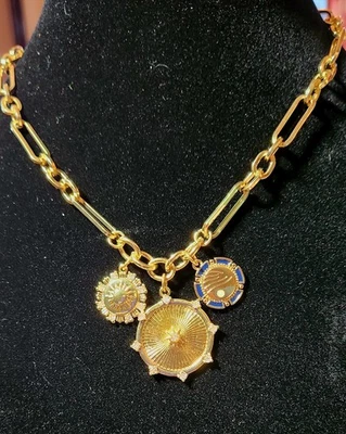  Collar Mujer 16" Gargantilla Sol, Placa Oro 18kt Extensión 3" Foto 1 de 4