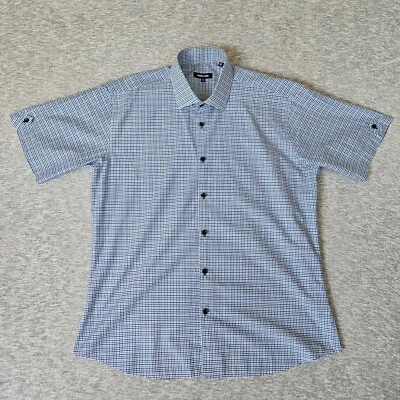 Jared Lang Men's Short Sleeve Button Down Shirt Striped Plaid Size 2XL XXL - Image 1 of 4