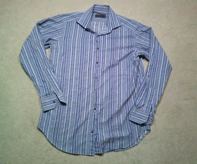 Etro Dress Shirt Mens 42 Blue Striped Mady Italy - Image 1 of 4