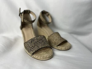 Vince Camuto Leera Wedge Espadrille Sandal Leopard Print Cow Hair Sz 9.5 M - Picture 1 of 8