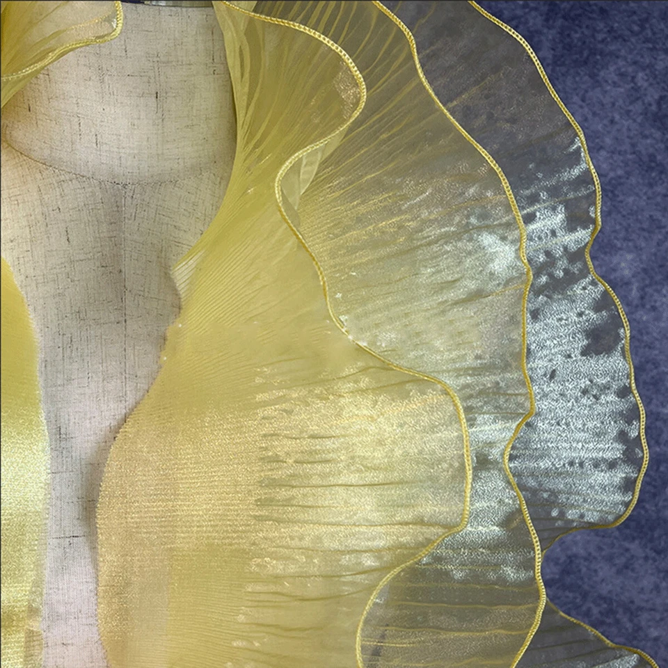 1 Yard Organza Ruffled Lace Trims Tulle Ruffle Lace Border Pleated Fabric Trim - Image 1 of 4