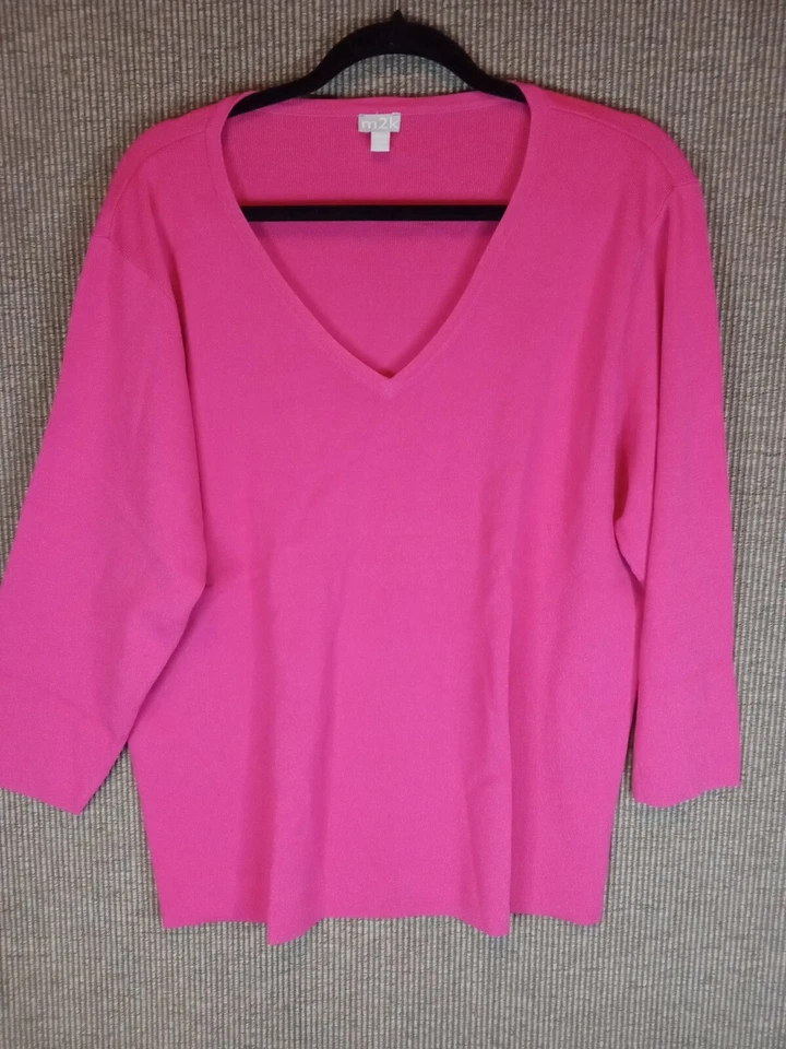 Nueva Camisa Pullover M2k Rosa Cuello en V Manga Larga Talla 3XL. T15 Foto 1 de 4