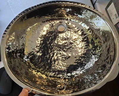 Whitehaus WH920ABB Decorativo 18-1/2" Martillado Texturizado Ovalado - Acero Inoxidable Foto 1 de 4